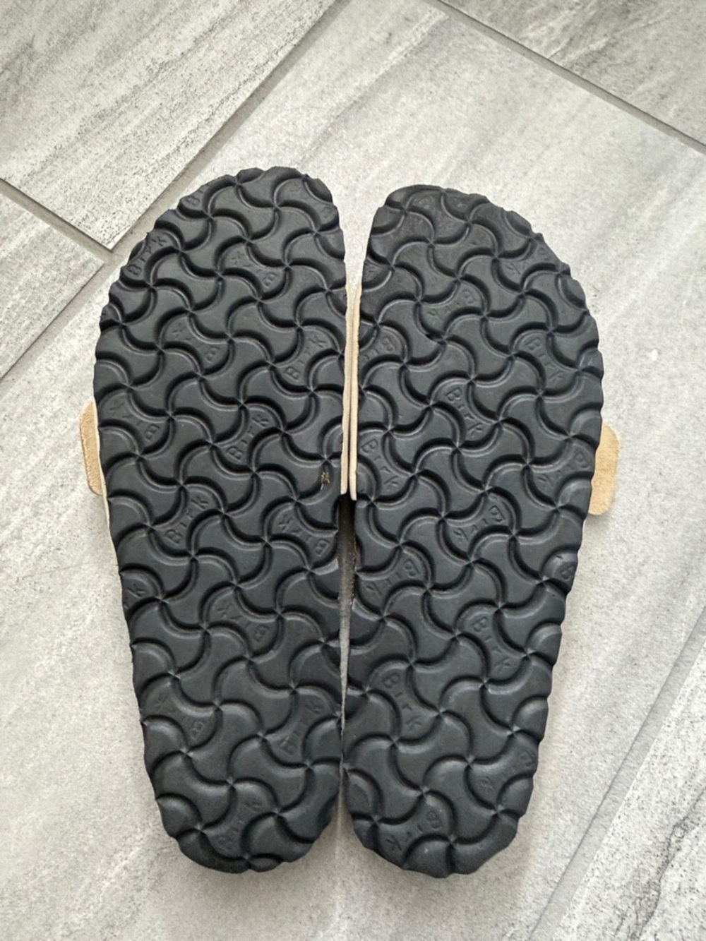 Birkenstock Madrid Big Buckle Slide in Beige with Gold Buckle - Picture 3 of 3